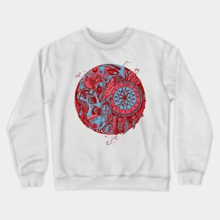 Pastel Tones Skull and Dreamcatcher Circle Crewneck Sweatshirt